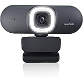 NUROUM 4K Webcam with Light for PC, Adjustable FOV, Premium CMOS Autofocus AI Auto-Framing, Noise Canceling Mics, Web Camera
