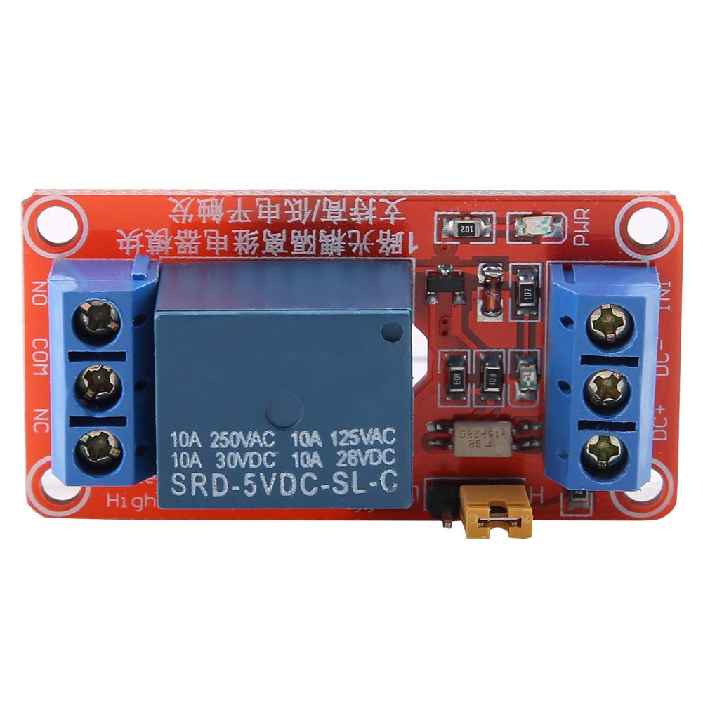 Oumefar Relay Module 1 Channel Optocoupler Relay Module Board High or Low Trigger 5V/12V/24V (5V)