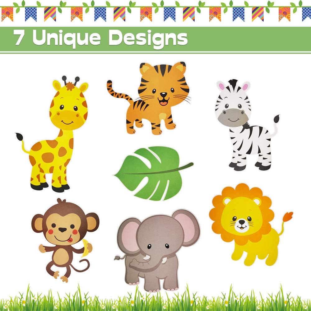 Party Supplies Table Decorations Baby Shower Table Toppers Wild Jungle Animals Cutouts For Kids Birthday Party Bomcan 28pcs Jungle Safari Animals Table Centerpiece Sticks Toys Games