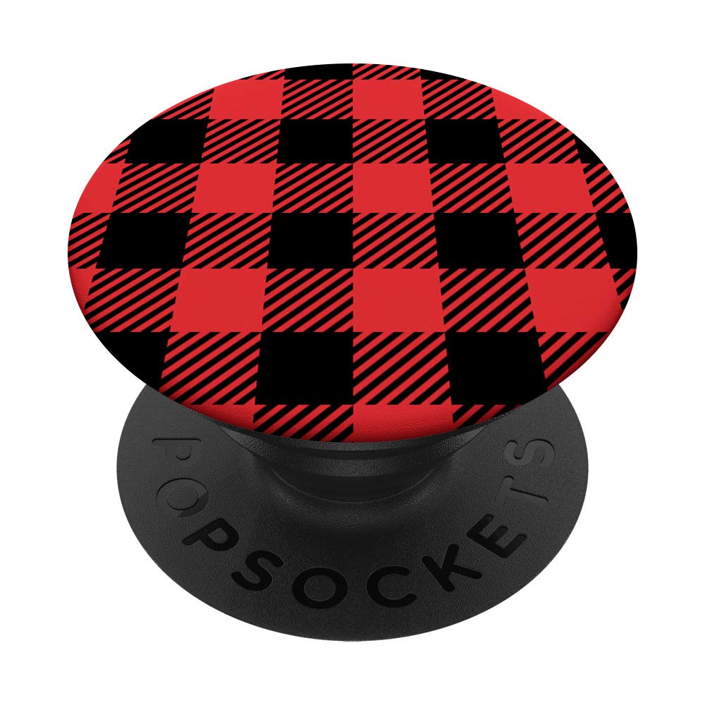 Buffalo Plaid Red Black Square Pattern Checkered Tartan PopSockets Swappable PopGrip