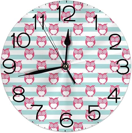 Amazon Co Jp 丸い壁時計家の装飾 大きな花目フクロウパターンより良い肯定的な視点希望リビングルームのオフィスの寝室のイラスト ホーム キッチン