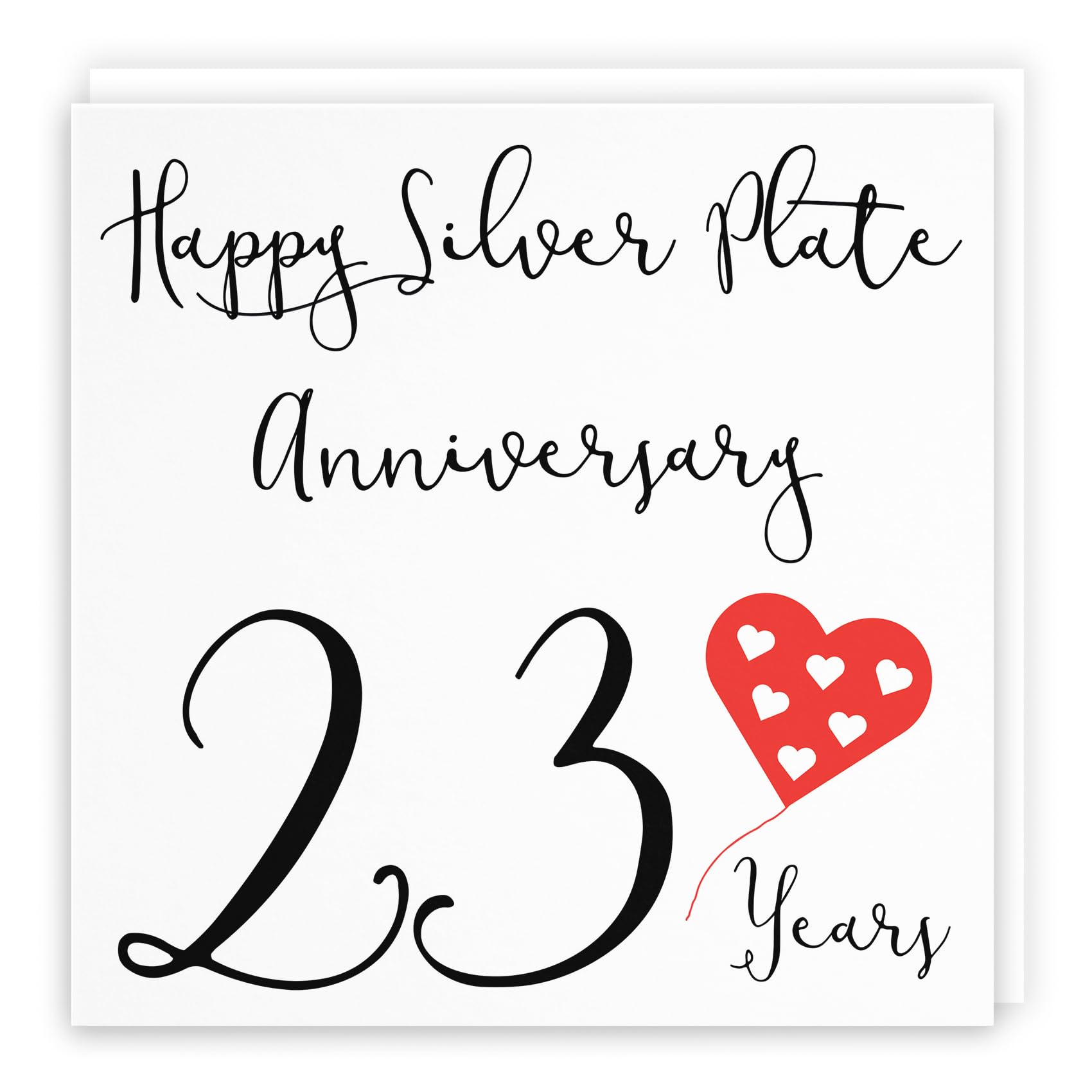 Hunts England - Large 23rd Wedding Anniversary Card - Happy Silver Plate Anniversary - 23 Years - Red Heart Collection - Large - 210 x 210 mm - Fun Card - For Him, Her, Couples, etc. — image 1