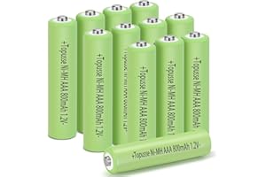 TOPUSSE 1.2V Ni-MH Rechargeble AAA Batteries 12 Pack, Long-Lasting Batteries AAA Size Pack, Triple AAA Batteries Rechargeble 800mAh for Outdoor Solar Lights