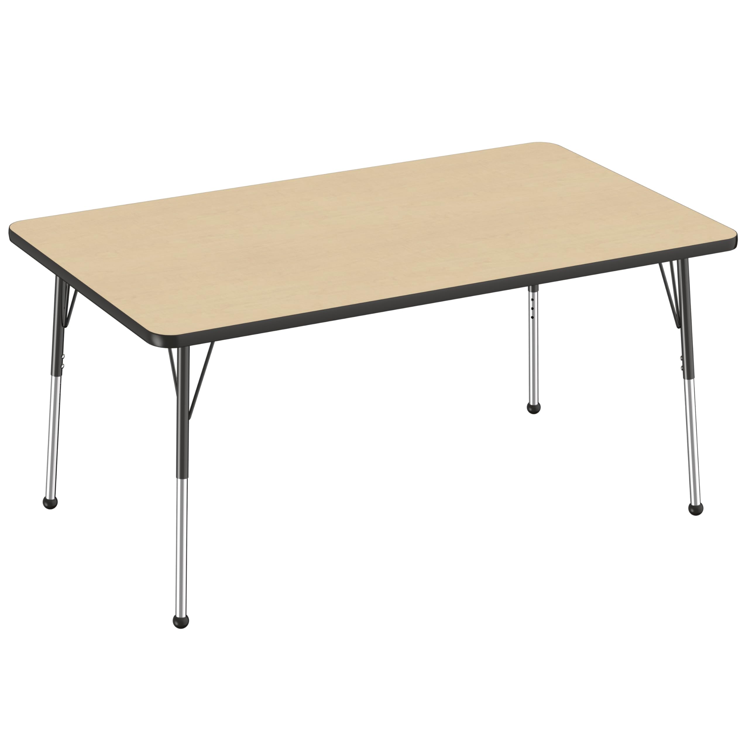 Photo 1 of ***PARTIAL SET, LEGS ONLY***FDP Rectangle Activity School and Office Table (36 x 60 inch), Standard Legs with Ball Glides, Adjustable Height 19-30 inches - Maple Top and Black Edge