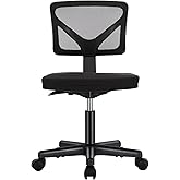 Sweetcrispy Small Office Desk Chair, Ergonomic Low-Back Mesh Rolling Work Swivel Chairs with Wheels, Armless Comfortable Seat Lumbar Support for Home, Bedroom, Study, Student, Adults,Classic Black