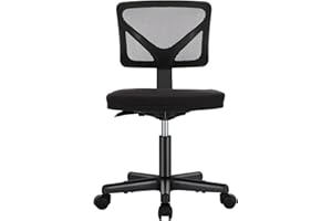 Sweetcrispy Small Office Desk Chair, Ergonomic Low-Back Mesh Rolling Work Swivel Chairs with Wheels, Armless Comfortable Seat