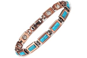EnerMagiX Copper Bracelets for Women, 7.48inch Adjustable Blue Turquoise Magnetic, Fashion Jewelry Present (0170)