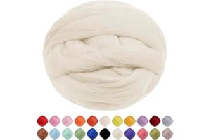 JeogYong Needle Felting Wool, 3.53oz Wool Roving Chunky Wool Yarn, Cream White Wool Roving Yarn for Needle Felting, Wet Felting, Felting Projects, DIY Crafts