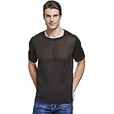 Viamulion Mens Silk Knitted T Shirt 100% Pure Mulberry Silk Sleep T Shirt Soft Cool Performance Crew Neck Casual Undershirt