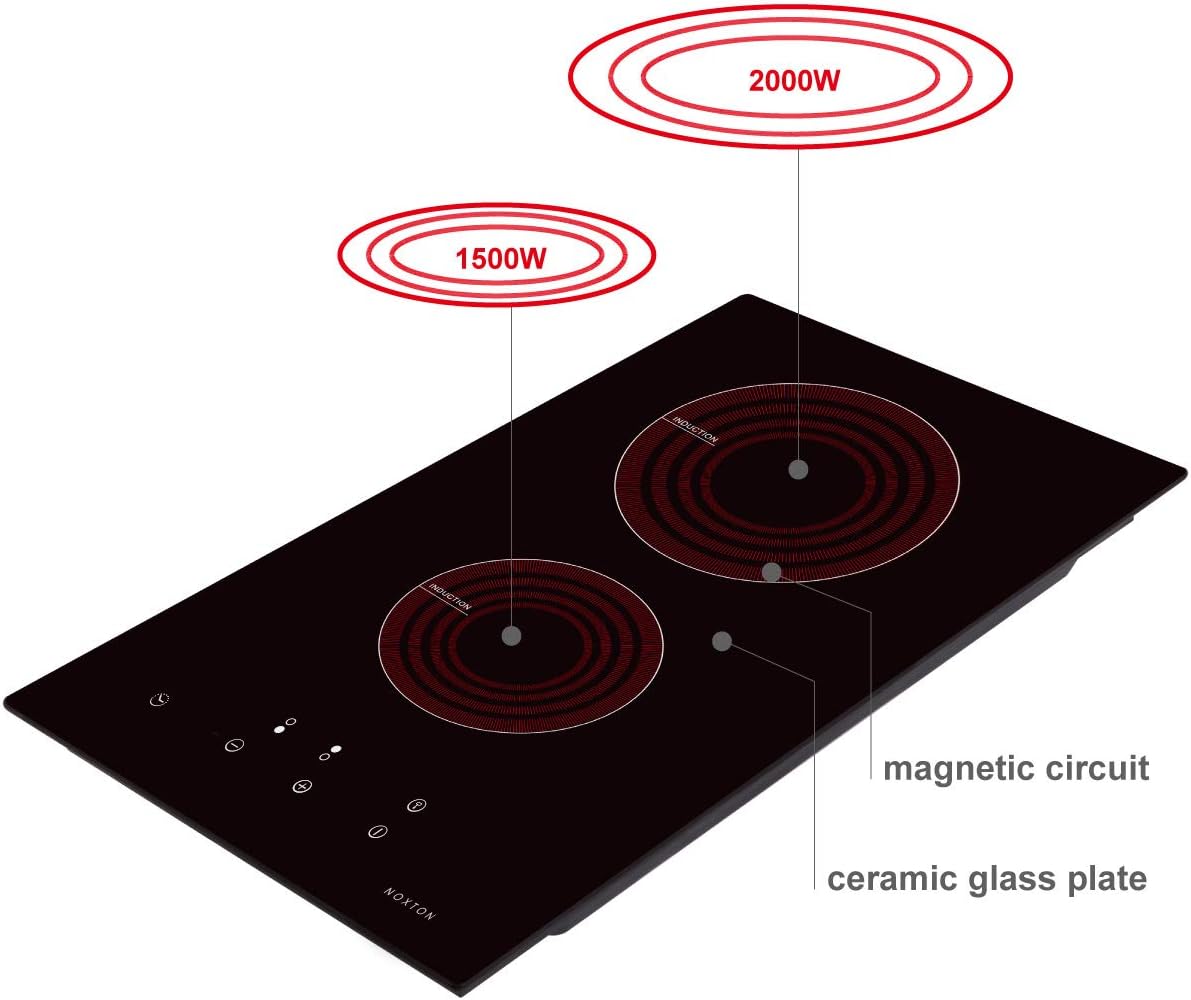 NOXTON Induction Hob Builtin 2 Zone Domino Electric Hobs with Touch