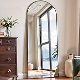 OGCAU Full Length Mirror, 70"x26" Arched Full Body Floor Mirror with Stand, Hanging or Leaning, Standing, Wall Mounted with Aluminum Frame for Bedroom Living Room (Black)