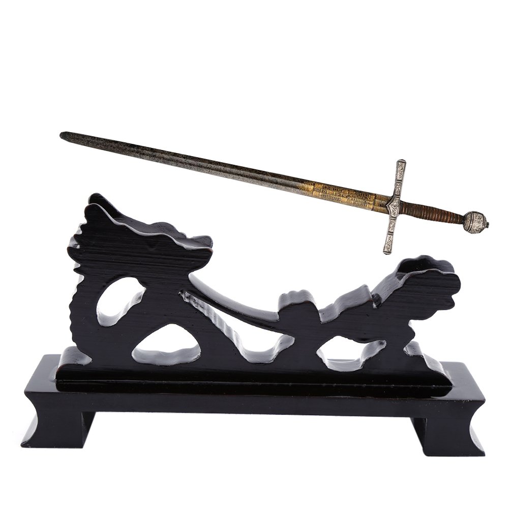 Hztyyier Sword Stand Dragon Shaped Weapon Display Stand Black Lacquered Wood Samurai Sword Holder for Katana Wakizashi Tanto