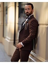 TIJOFA Navy Blue 3 Piece Suits for Men Slim Fit Big