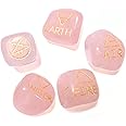 New Rose Quartz 5 Element Tumbled Stones Thick Genuine Earth Wiccan Pagan Pouch Gift Air Water Earth Fire Spirit Pentacle Star Spiritual Psychic Metaphysical Worship Altar India Asia Stone Gemstone