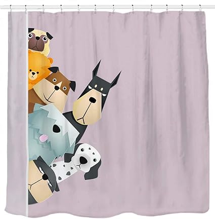 Sunlit Peekaboo Cute Dogs Curious Cartoon Puppy Fabric Shower
