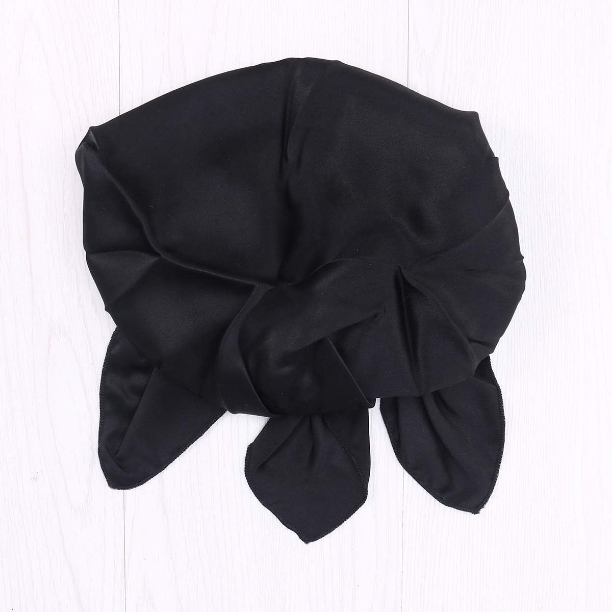 Frcolor Mulberry silk sleeping cap long hair bonnet night hair bonnet hat for women girls(Black) - Image 5