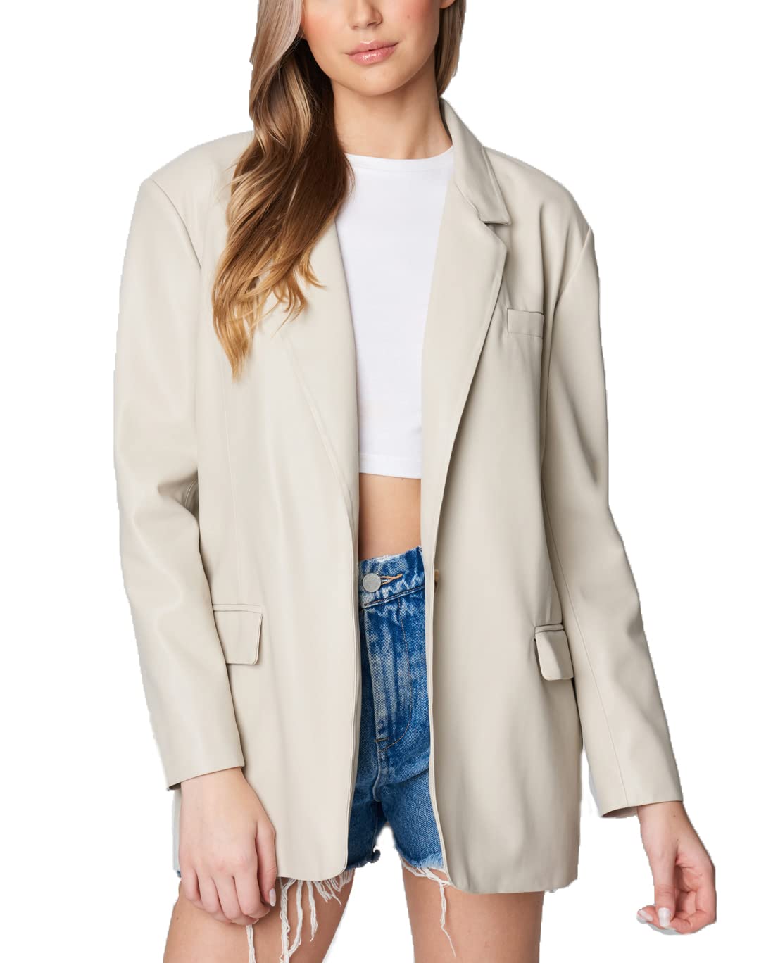 Photo 1 of [BLANKNYC] womens Luxury Clothing Oversized Blazzer With Pockets, Comfortable & Stylish Coat, Bare Essential, Medium