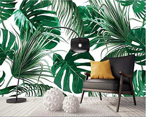 Hhcyy 3D Wallpaper Modern Fashion Personality Wallpaper Simple Fresh Rain Forest Plant Banana Leaves Pastoral Murals Backdrop Wall Paper-450Cmx300Cm