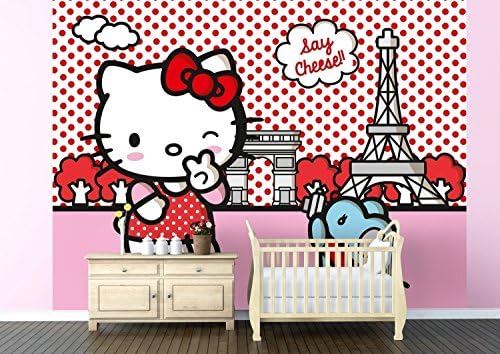 WallandMore XXL Hello Kitty Wall Decal Mural For Girls Room DEcor 142" W by 100" H - Mural xxl Girls Wall Mural Hello Kitty - Girls Room Decor - Wall Murals - Girls Bedroom Decals - Girls Gift