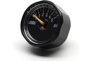 5000 PSI Gauge for Paintball Air Tank by Captain O-Ring (5k Gauge Black, Compatible with 3k and 4.5k Tanks)