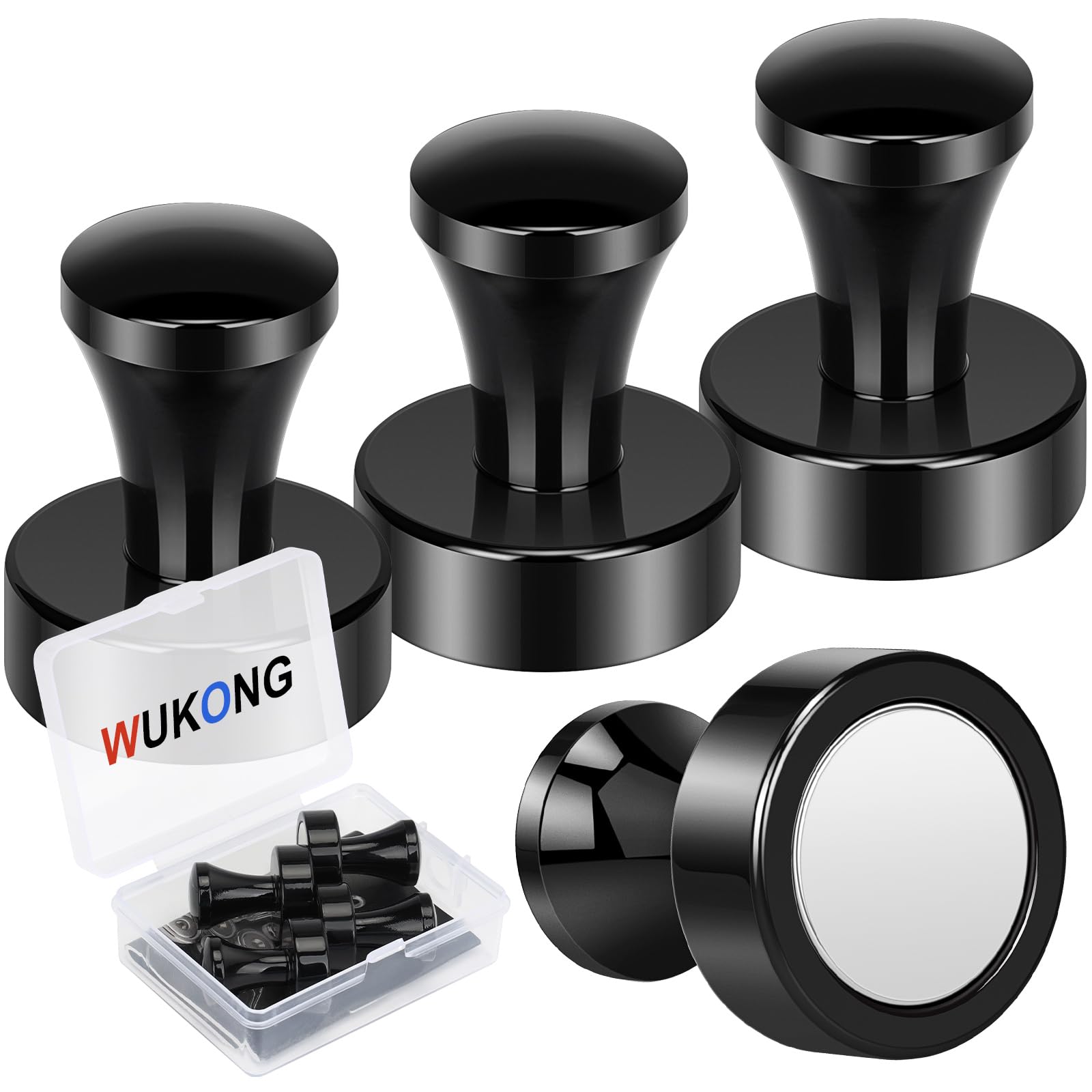 Wukong Strong Magnets Fridge, 20×25mm | 4 Pack Whiteboard Magnets Push Pins Black Magnet, Large Magnet Extra Strong for Refrigerator, Notice Board and Office