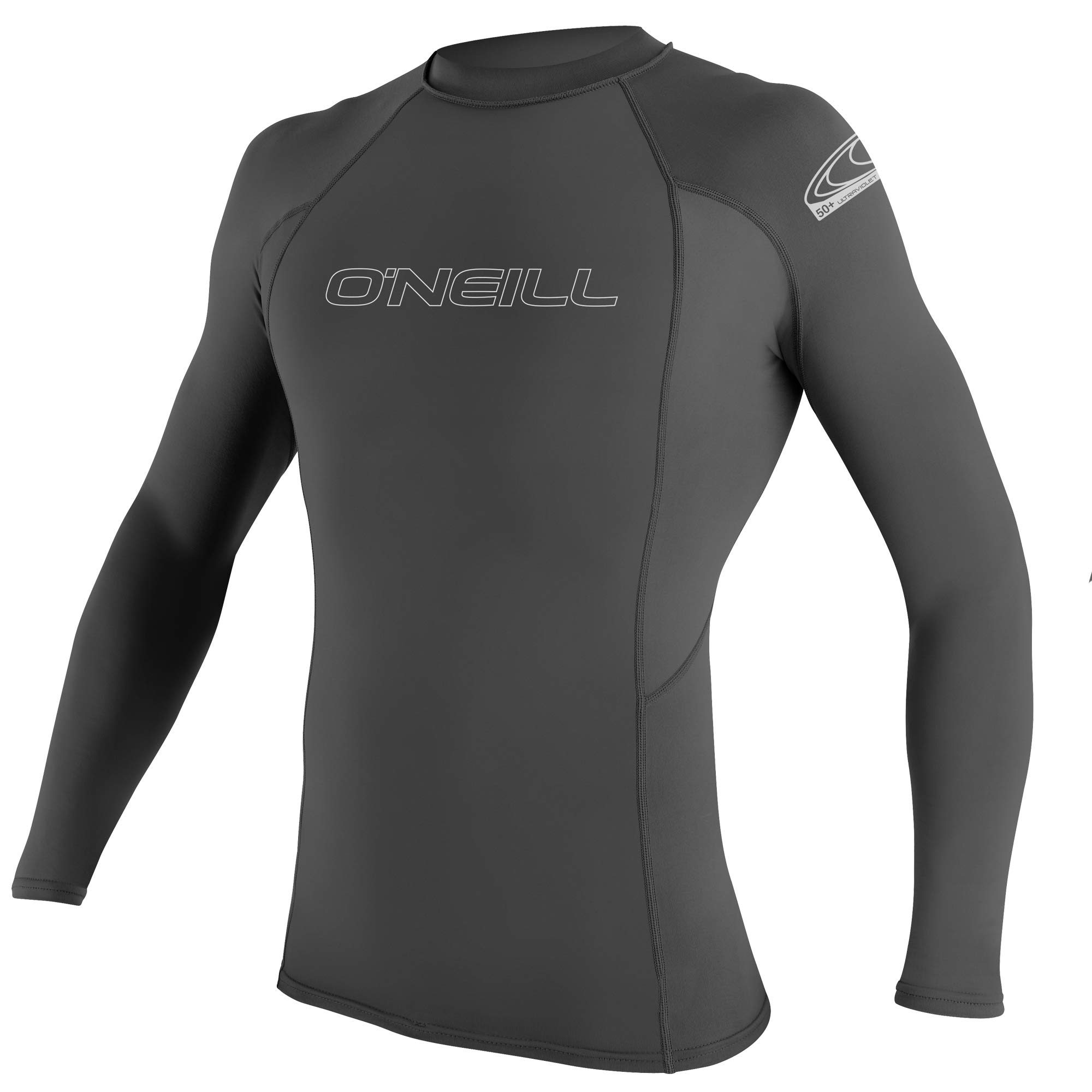 O'Neill Wetsuits Men's Men's Basic Skins Long Sleeve Guard Rash Vest, Graphite, S UK