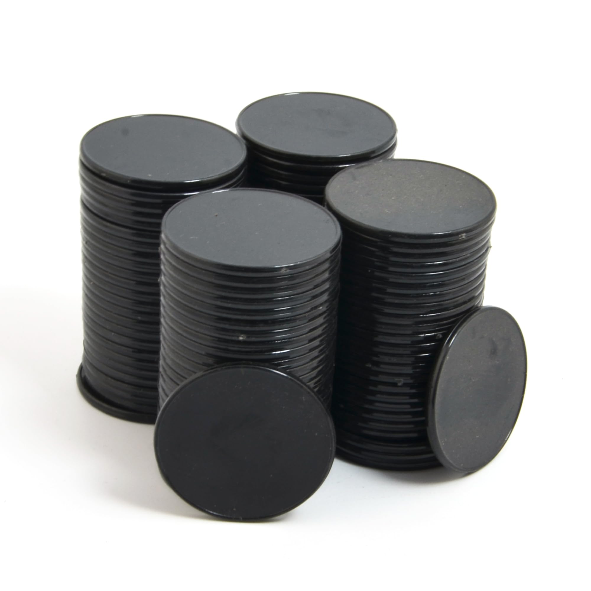 Smartdealspro 32mm Opaque Plastic Learning Counters Mini Poker Chips Games Tokens with Storage Box (Flat, 100pcs, Black)