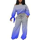 Yiershu Lounge Sets for Women 2026 Sweatsuits 2 Piece Outfit Tracksuit Matching Set Wide Leg Sweatpant