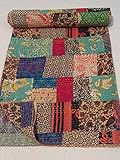 Tribal Asian Textiles Block Print Patch Work Kantha Quilt , Kantha Blanket Bedspread, Patch Kantha Throw, TWIN Kantha, Kantha Rallies Indian Quilt
