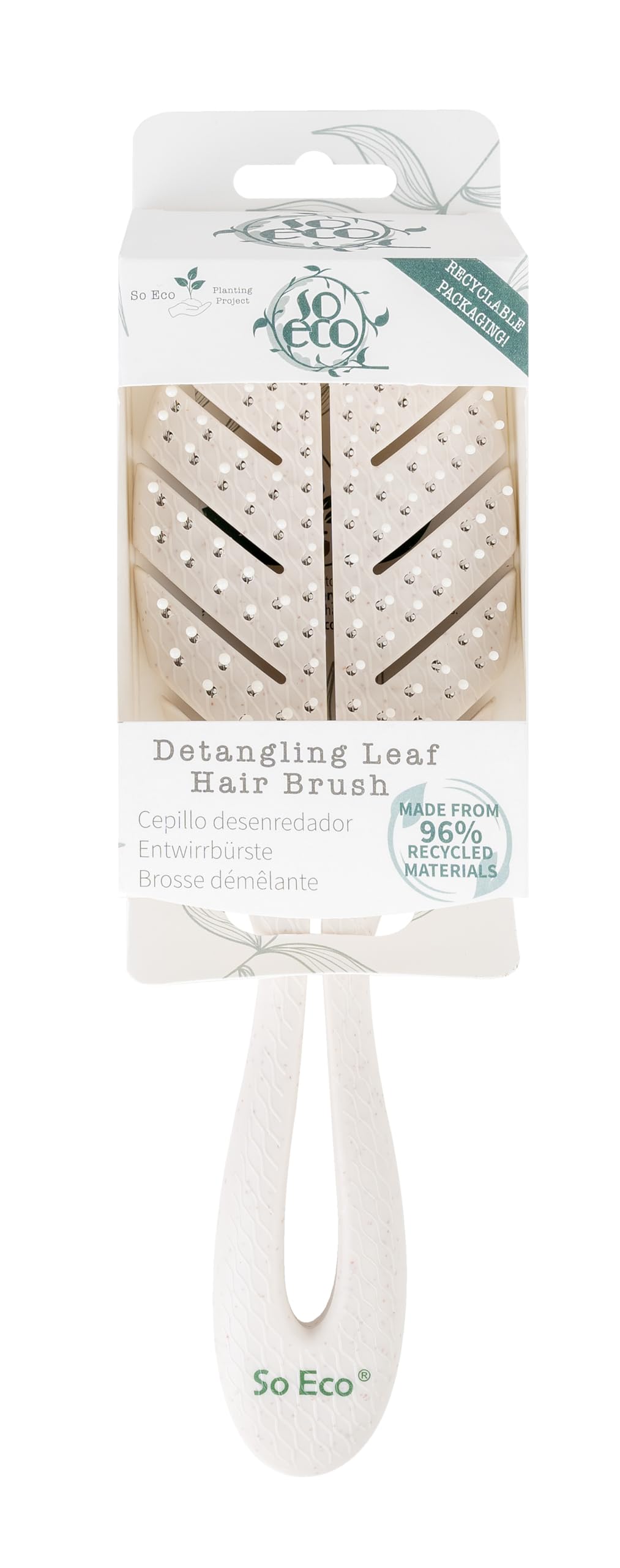 So Eco Biodegradable Detangling Leaf Brush - Ergonomic PLA Handle for Smooth Detangling, Ideal for Wet & Dry Hair, Vegan & Cruelty-Free