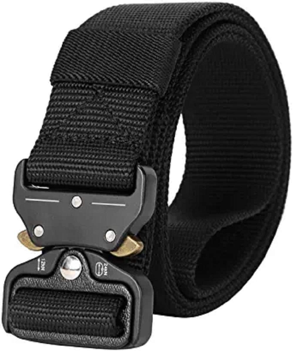 Tactical Belt,1.5 inch With, 30"-50" Waist Men's Outdoor Belt, Tactical Military Nylon Belt for Men Large Belt-Black