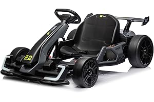 WANAN 24V Electric Go Kart for Kids, 7.5 MPH Drift Kart with 300W Motor, Drift/Sport Mode, Length Adjustment (Gray)