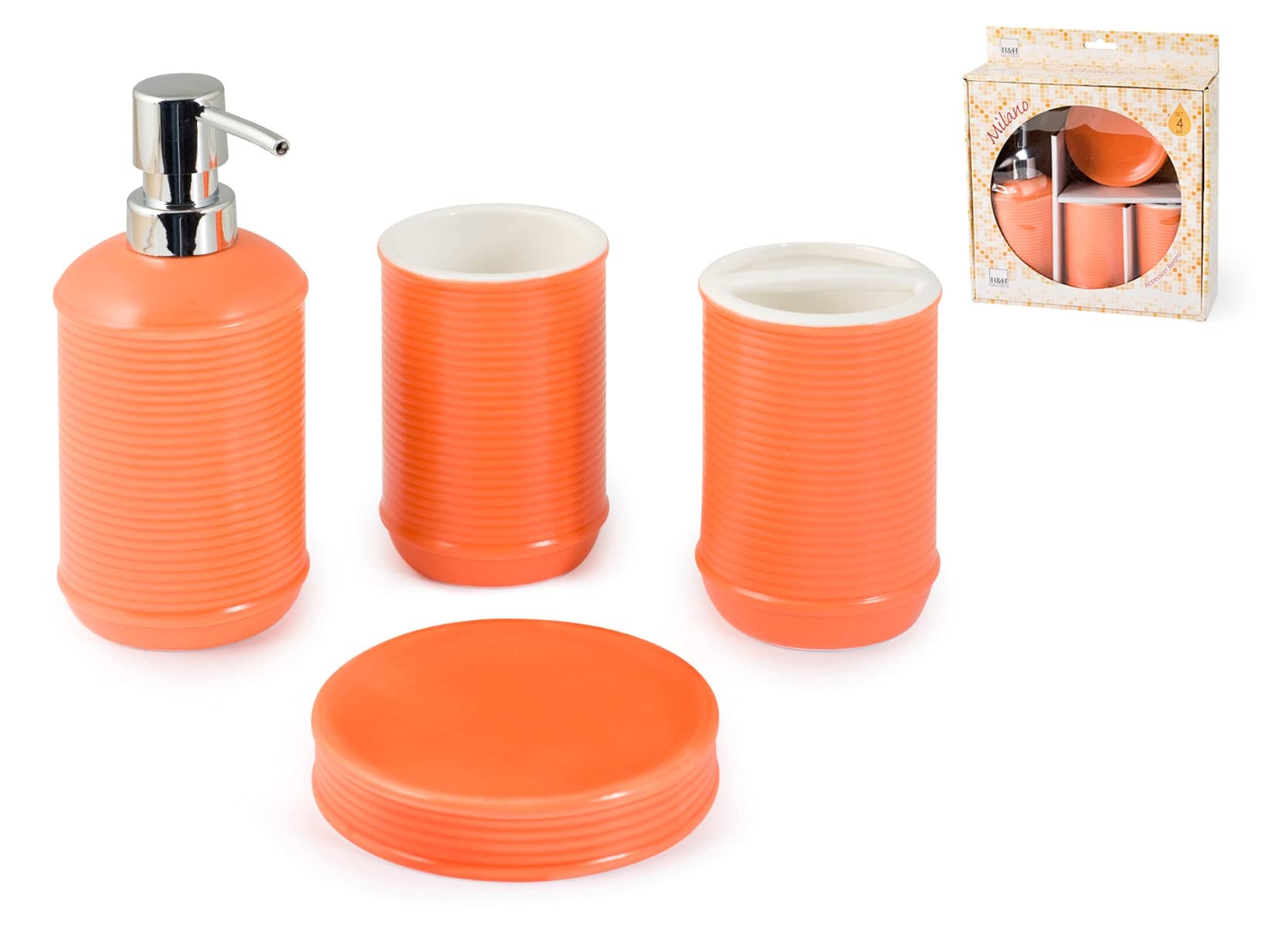 H&H Milano Ceramic 4-Piece Bathroom Set