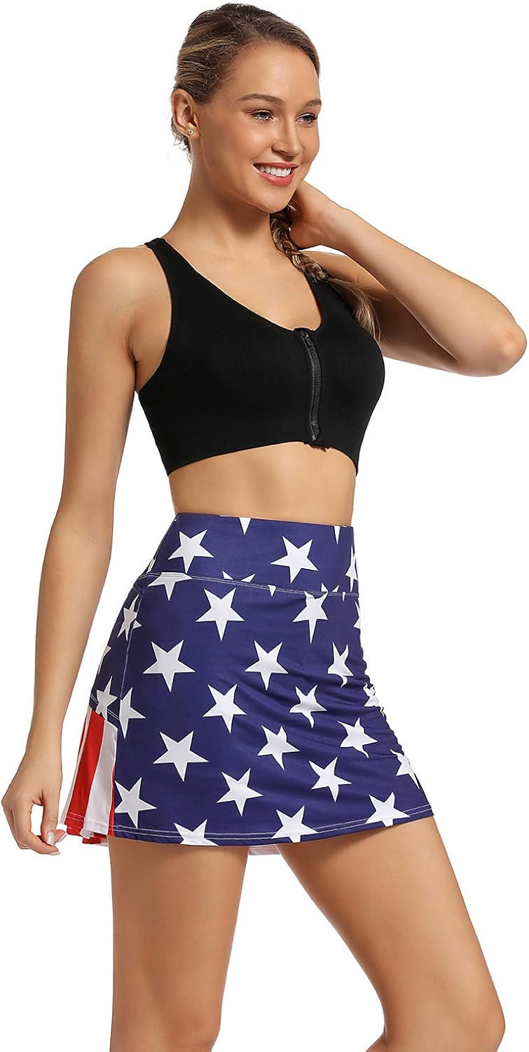 Ibeauti Womens Back Pleated Athletic Tennis Skorts Golf Skirts with 3 Pockets Mesh Shorts for Running Active Workout: Clothing