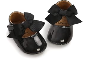 Miamooi Infant Baby Girls Wedding Dress Shoes Bow Ballet Princess Mary Jane Flats Toddler First Walkers Sneaker Newborn Crib Baptism Shoes