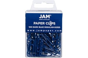 JAM PAPER Colorful Standard Paper Clips - Regular 1 Inch - Dark Blue Paperclips - 100/Pack