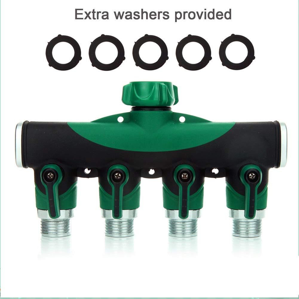 SIPIK 4 Way Hose Splitter, Hose Splitter for Garden 4 Way Water Tap Converter Connector Splitter Hose Pipe Adapter Garden Irrigation Watering(8.07 x 4.72 x 1.87).