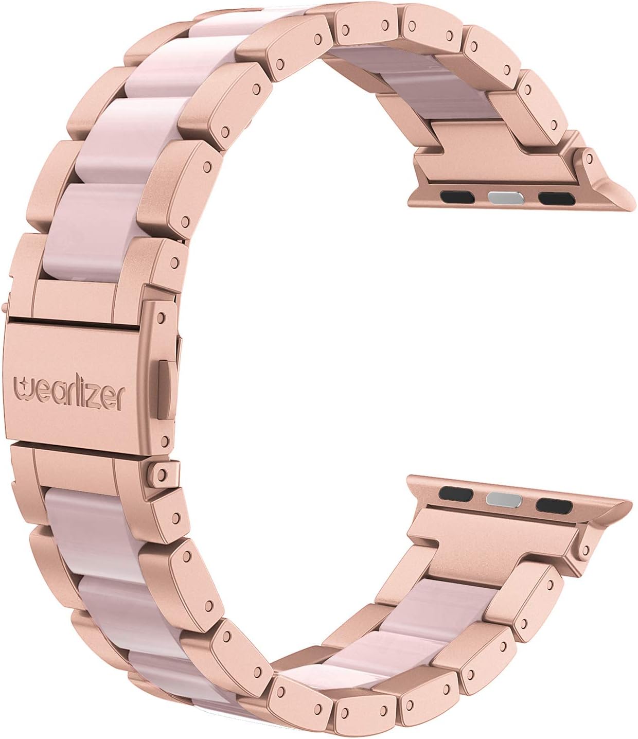 Wearlizer Series 5 4 3 Gold Compatible with Apple Watch Bands' 42mm 44mm Mens Womens Wristband for iWatch Strap Stainless Steel and Pink Resin Stylish Bracelet Metal Sleek Replacement Clasp Sery 2 1