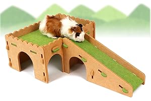 YKD Guinea Pig House, Felt Cloth Guinea Pig Hideout Hut with Cave Stairs, Small Animal Hideout for Chinchilla Guinea Pig Bunny Playing Sleeping Hiding (Large)