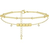 Gold/Sterling Silver Anklet Bracelets for Women Waterproof, 925 Sterling Sliver Plated Heart Evileye Butterfly Charm Dainty Summer Beach Anklets for Women Trendy, Beach Vacation Jewelry for Her Mom