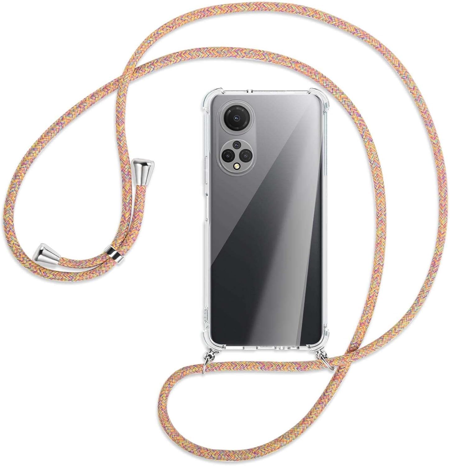 Necklace Case for HONOR X7 Cover with Neck Strap Clear TPU Phone Chain Case Crossbody Necklace with Cord Transparent Silicone Case with Adjustable Lanyard Case with Strap Cord,Arcobaleno