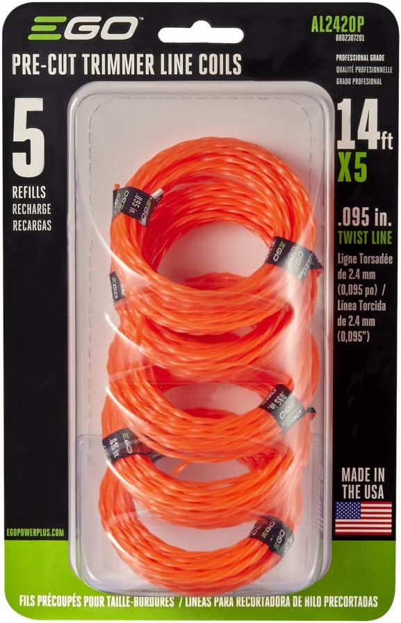 EGO Power+ AL2420P Pre-Cut 0.095-Inch Twisted Line (5-Pack) for EGO 15' Trimmer & Multi-Head String Trimmer Attachment : Garden & Outdoor