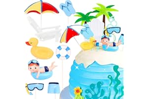 ROARING GOOD TIME Swimming Pool Cake Decoration Beach Cake Decoration Swimming Pool Cake Topper Summer Beach Cake Toppers Summer Birthday Party Supplies Swimming Pool Party Supplies