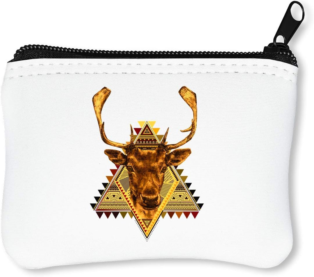 Tribal Deer Hipster Fashioned Indian Style Artwork Zipper Wallet Coin Purse