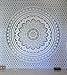Bless International Indian Traditional Mandala Hippie Wall Hanging, Cotton Tapestry Ombre Bohemian Bedspread (Queen(84x90 Inches)(215x230 Cms), Grey/Silver)