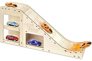 WSBXBB Toy Cars Jump Ramp, Toy Car Track Set for Hot Wheels, Race Cars Track for Hot Wheels and Diecast Cars, Playing/Storage/Display/Race Track Set, Wood Jump Ramp for Hot Wheels Cars and Montessori