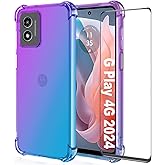 for Motorola G Play 2024 case with Screen Protector,Moto G Play 4G 2024 Phone Case Ultra-Thin Soft TPU Transparent Reinforced