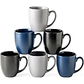 AmorArc 16oz Coffee Mugs Set of 6, Large Ceramic Coffee Mugs for Man, Woman, Dad, Mom, Modern Coffee Mugs Set with handle for Tea/Latte/Cappuccino/Milk/Cocoa. Dishwasher&Microwave Safe, Multi