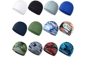 KABAKE 12 Pieces Cooling Skull Caps for Women Men Cycling Running Sports Beanie Hat Helmet Liner Sweat Wicking Cap Head Wraps