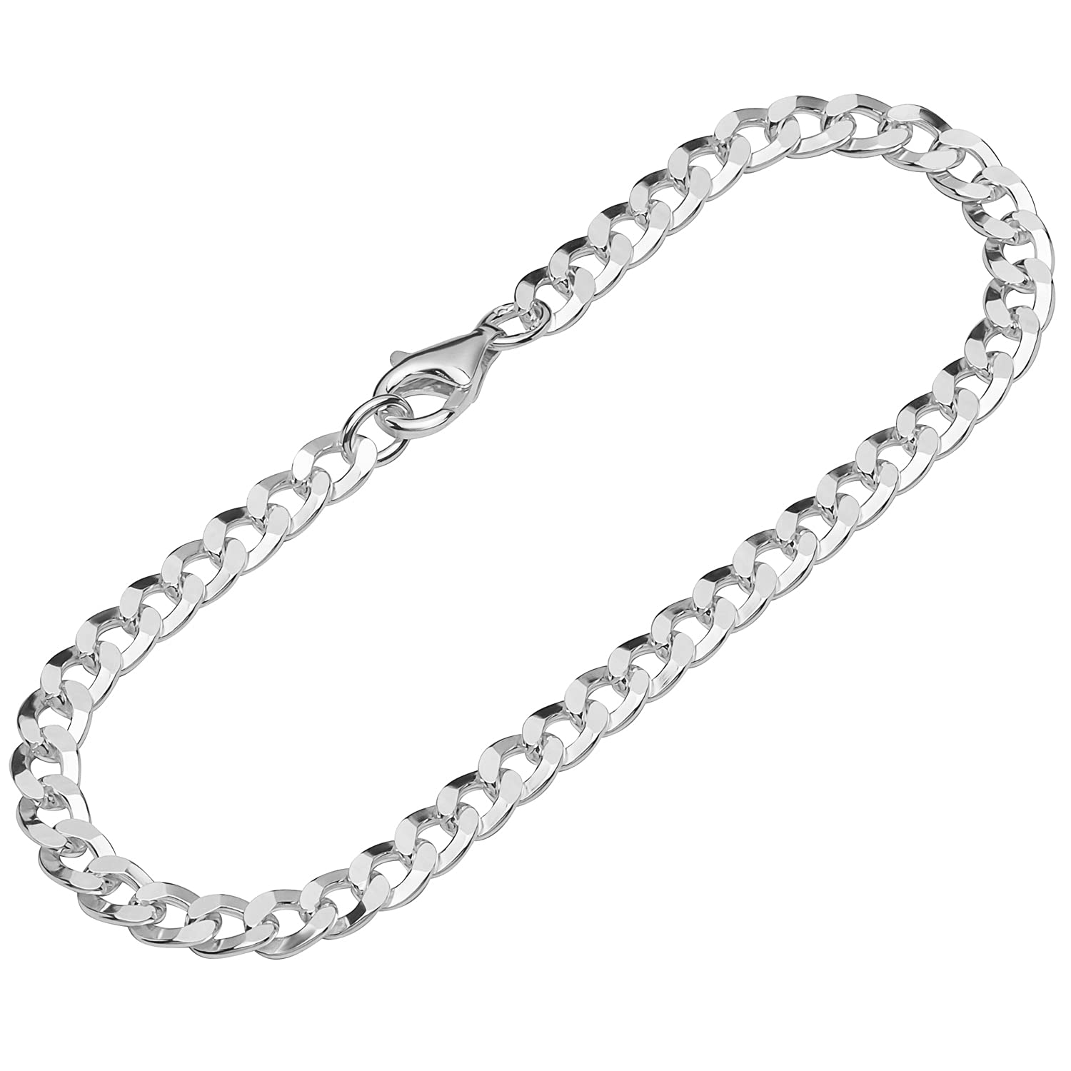 NKlaus bracelet 925 Sterling Silver 19cm curb chain flat and twisted men's bracelet 12412
